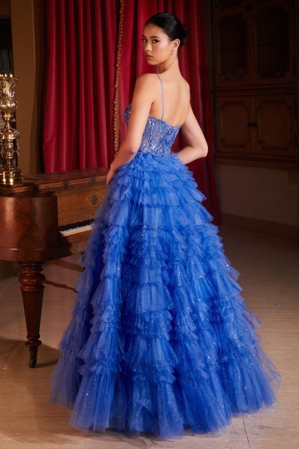 Layered Ruffle Ball Gown: Lace Bodice & Sparkling Skirt - Image 3