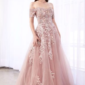 lace ball gown: Hand-applied lace tailored fit for all