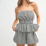 MABLE Gingham Tube Top and Shorts Set