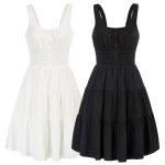 A-Line Dress: Short Spaghetti Strap Summer Pleated Style