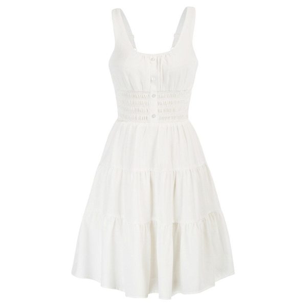 A-Line Dress: Short Spaghetti Strap Summer Pleated Style - Image 7