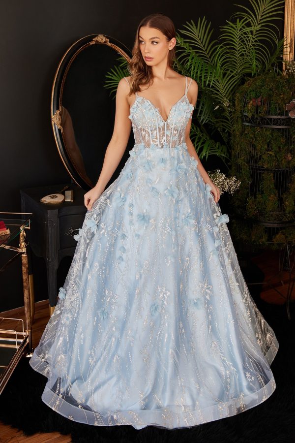Floral Applique Ballroom Gown – Sequin Petals & Tulle Wonder - Image 4