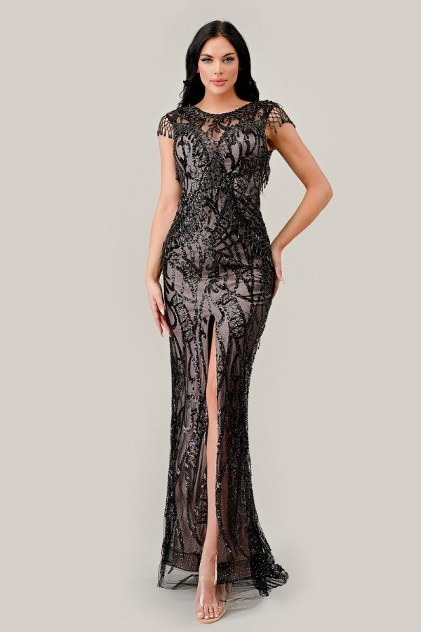 Black Sequin Dress – Tailored Fit, Fringe Sleeves - Image 2