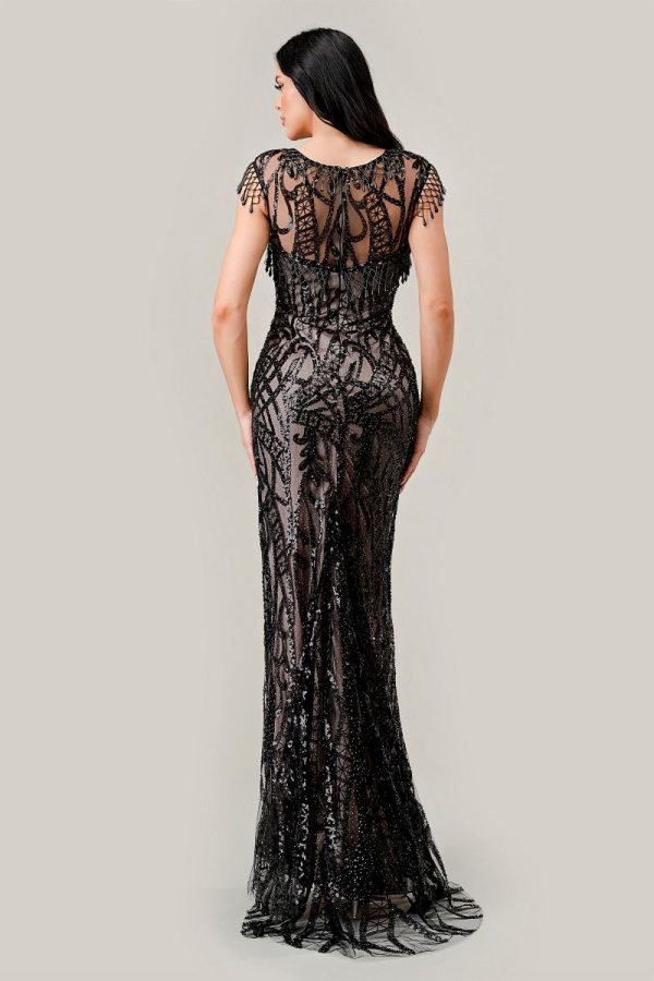 Black Sequin Dress – Tailored Fit, Fringe Sleeves - Image 4