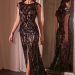 Black Sequin Dress – Tailored Fit, Fringe Sleeves