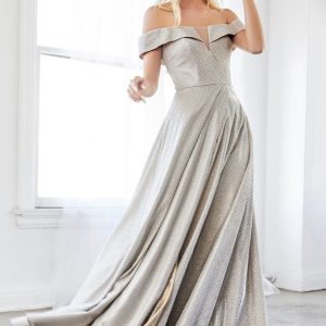 Metallic Dress: Off-Shoulder Glow, Versatile A‑Line Statement