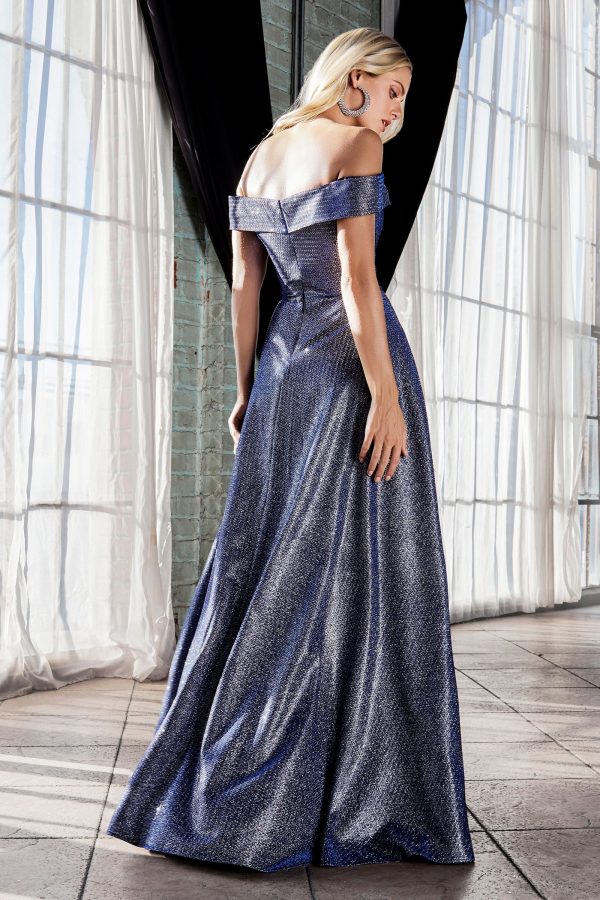 Metallic Dress: Off-Shoulder Glow, Versatile A‑Line Statement - Image 2