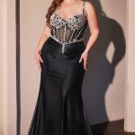 Crystal Embellished Dress – Sparkling Satin Gown for Events
