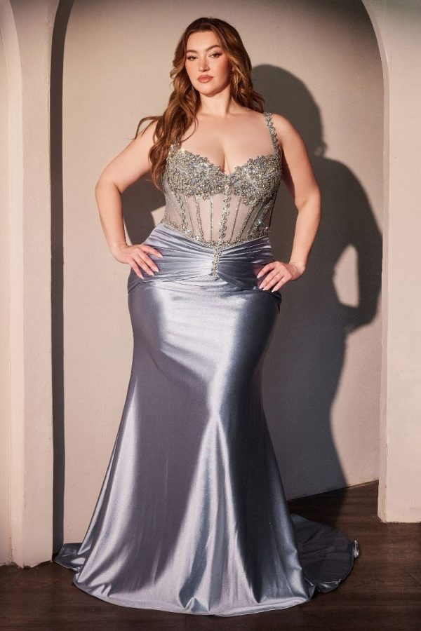 Crystal Embellished Dress – Sparkling Satin Gown for Events - Image 2