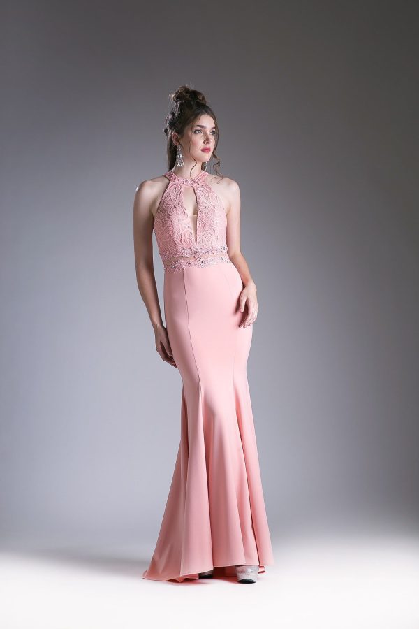 Beaded Lace Bodice Dress – Stretch Knit Sheath - Image 3