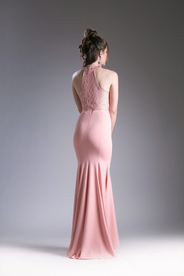 Beaded Lace Bodice Dress – Stretch Knit Sheath - Image 2