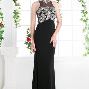 lace bodice dress – Stretch‑knit mermaid silhouette with lace details