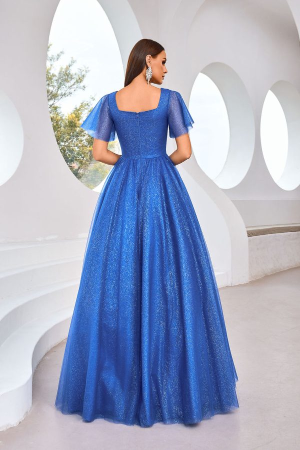 A-Line Prom Dress – Emerald Satin Ball Gown Flattering Neck - Image 4