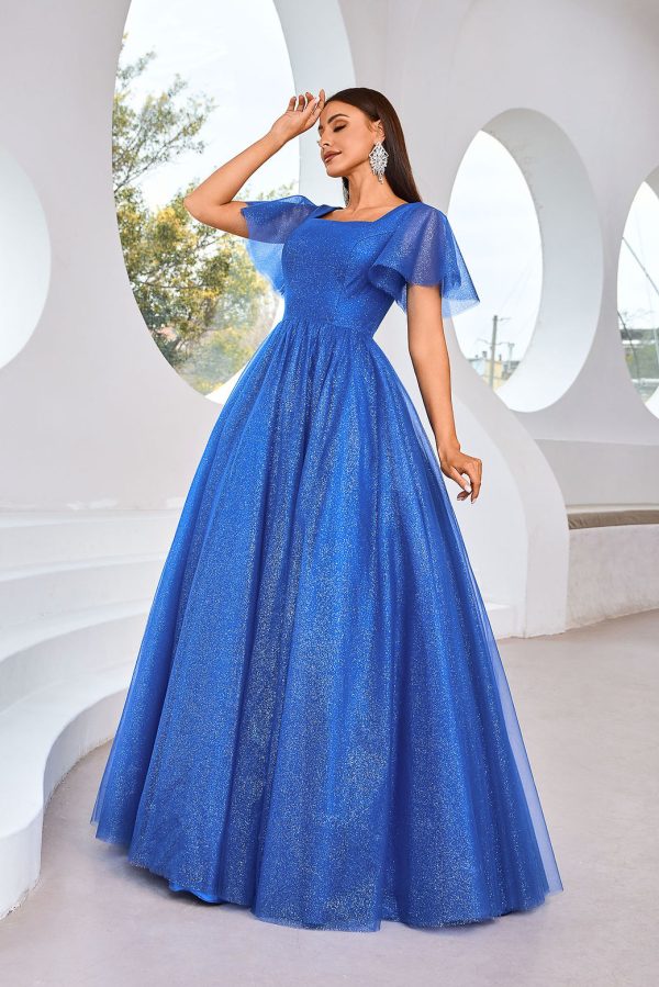 A-Line Prom Dress – Emerald Satin Ball Gown Flattering Neck - Image 3