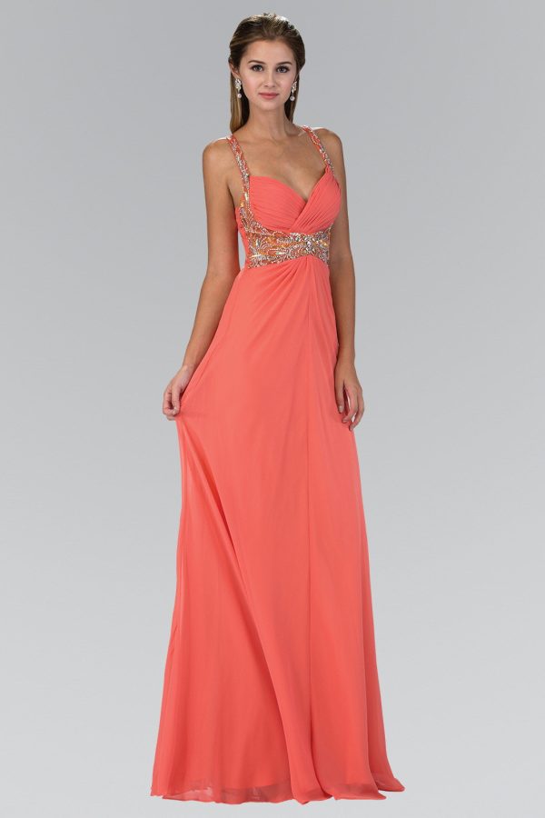 Jewel Embellished Chiffon Long Dress – Crystals, Empire - Image 5