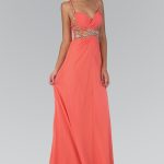 Jewel Embellished Chiffon Long Dress – Crystals, Empire