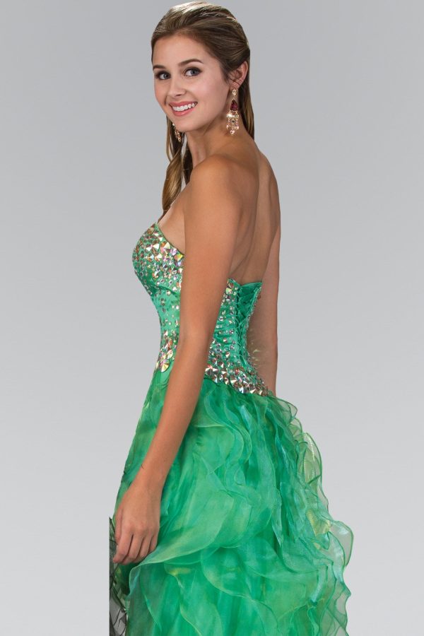 Organza high‑low dress: Strapless Sweetheart & Jewel Shine - Image 2
