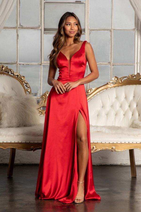 Satin V‑Neck Sheer Side A‑Line Dress – Premium Luxury Long - Image 19