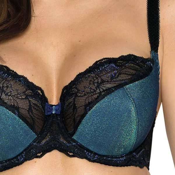 Half Padded Bra Full Figure Cups – Lace & Black Bow - Image 2