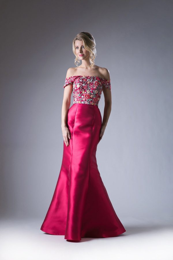 Mermaid dress with dropped shoulders – Off‑shoulder elegance