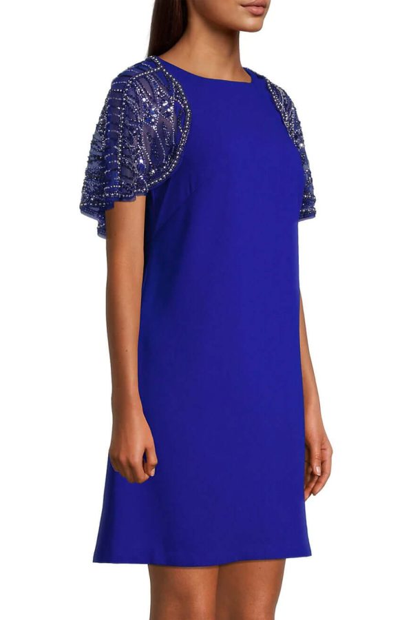 Aidan Mattox Boat Neck: Mesh Cape & Keyhole Elegance - Image 3