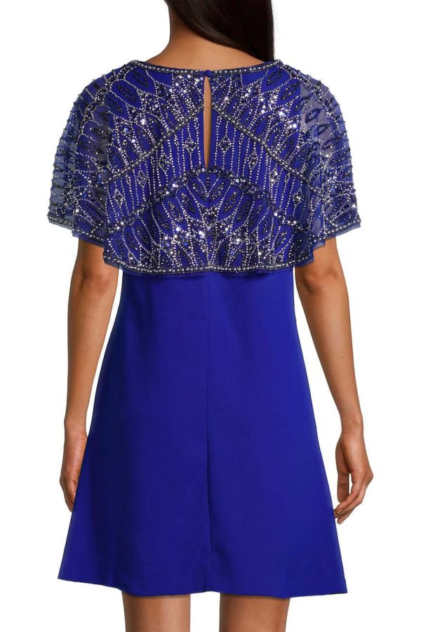 Aidan Mattox Boat Neck: Mesh Cape & Keyhole Elegance - Image 4