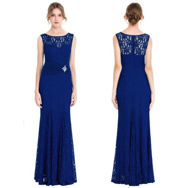 Evening Dresses: Apricot Mermaid with Lace & Floor Train - Image 19