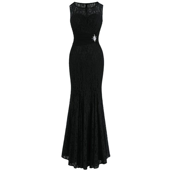 Evening Dresses: Apricot Mermaid with Lace & Floor Train
