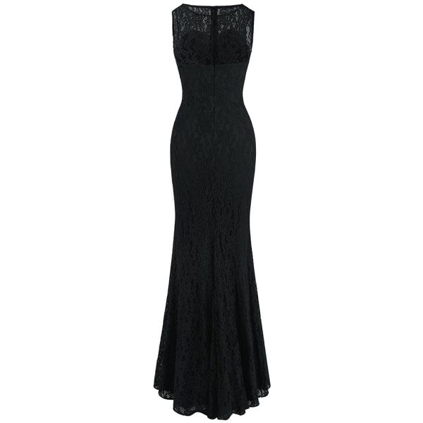Evening Dresses: Apricot Mermaid with Lace & Floor Train - Image 2