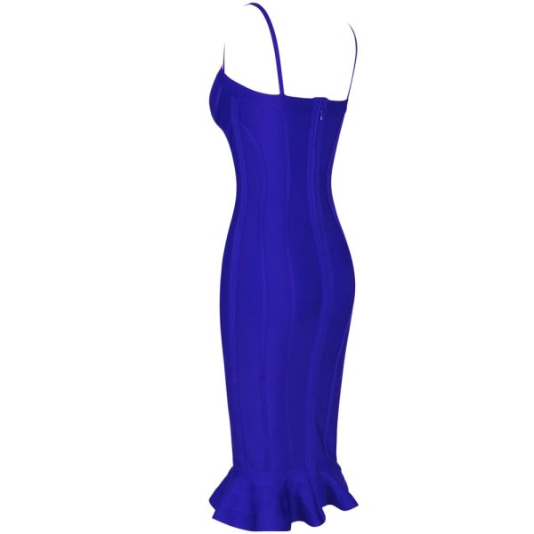 Yellow Bandage Dress – Fluted Bustier & Ruffle V-Neck - Image 5