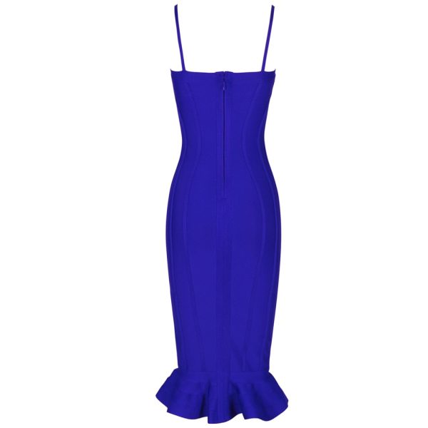 Yellow Bandage Dress – Fluted Bustier & Ruffle V-Neck - Image 2