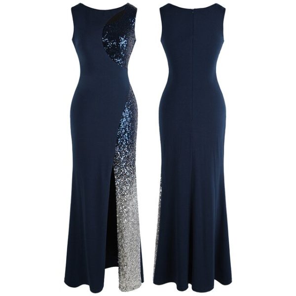 Sequin Evening Dress – Royal Blue Floor‑Length Mermeid Slit - Image 19