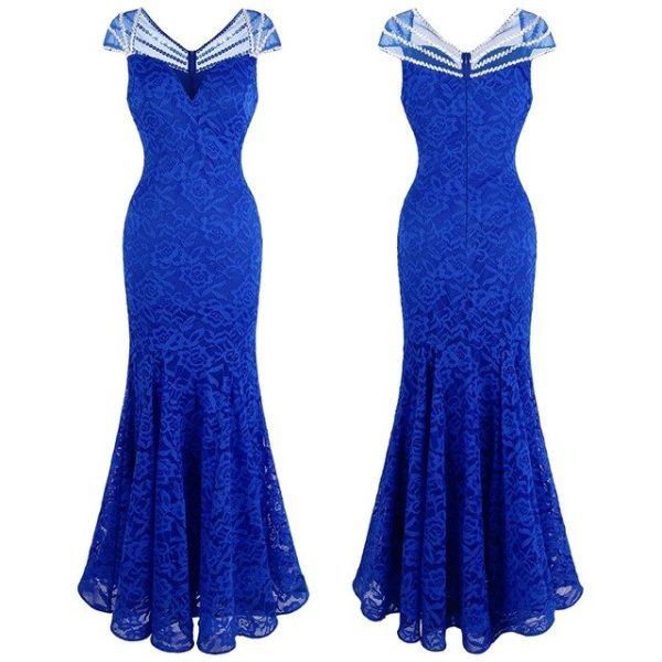 Cap Sleeve Mermaid Gown With Beaded Lace - Image 9