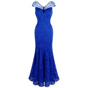 Cap Sleeve Mermaid Gown With Beaded Lace