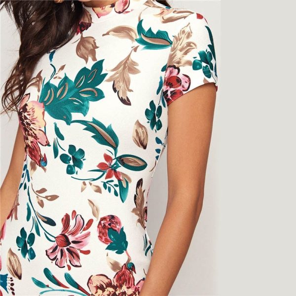 Bold Blooms Navy Floral Pencil Dress - Her Thread | Fitted Midi Dress with Short Sleeves - Image 2