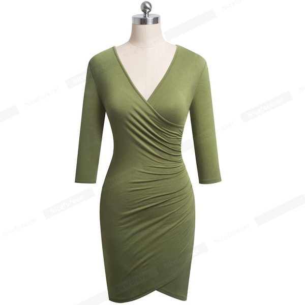 Bodycon Pencil Dress – V‑Neck Mini for Work & Party - Image 3