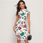 Bold Blooms Navy Floral Pencil Dress - Her Thread | Fitted Midi Dress with Short Sleeves