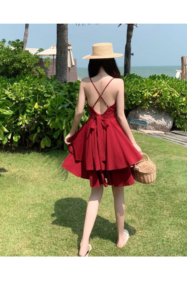 Sexy V Neck Dress: Red Mini Backless Ruffle for Nightclub - Image 5