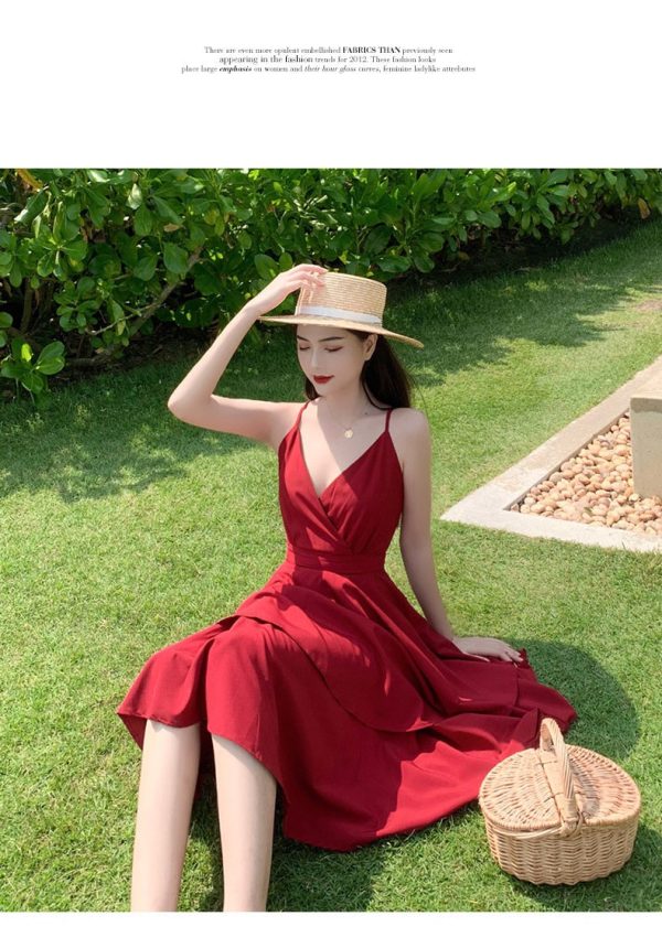 Sexy V Neck Dress: Red Mini Backless Ruffle for Nightclub - Image 3
