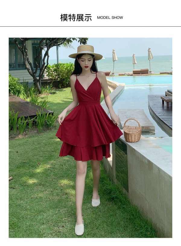 Sexy V Neck Dress: Red Mini Backless Ruffle for Nightclub - Image 4