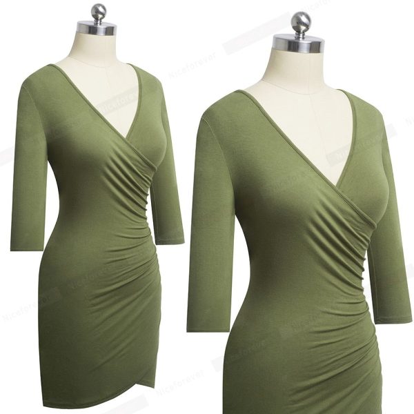 Bodycon Pencil Dress – V‑Neck Mini for Work & Party - Image 4