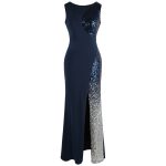 Sequin Evening Dress – Royal Blue Floor‑Length Mermeid Slit