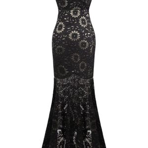 Strapless Floral Lace Stunning Must-Have Evening Dress