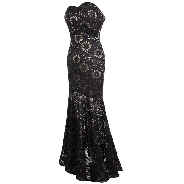 Strapless Floral Lace Gown – Floor‑Length Elegance for Galas - Image 3