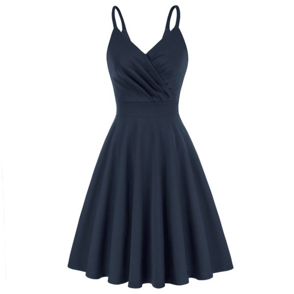 V-Neck Cami Dress: U-Back Pleated Bodice & Flared A-Line - Image 4
