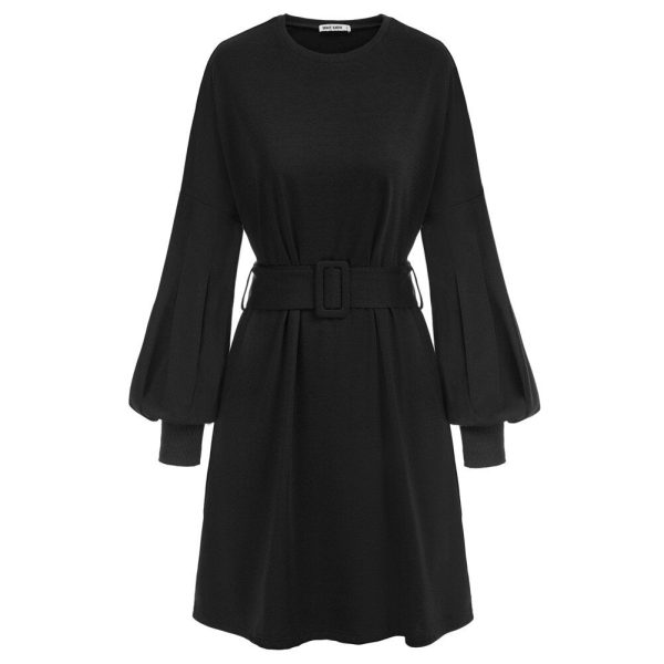 Summer Mini Dresses – Belt Sash, Lantern Sleeves - Image 4