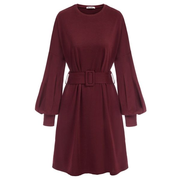 Summer Mini Dresses – Belt Sash, Lantern Sleeves - Image 2