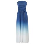Strapless Ruched Dress - Solid A-Line Maxi for Beach & Party