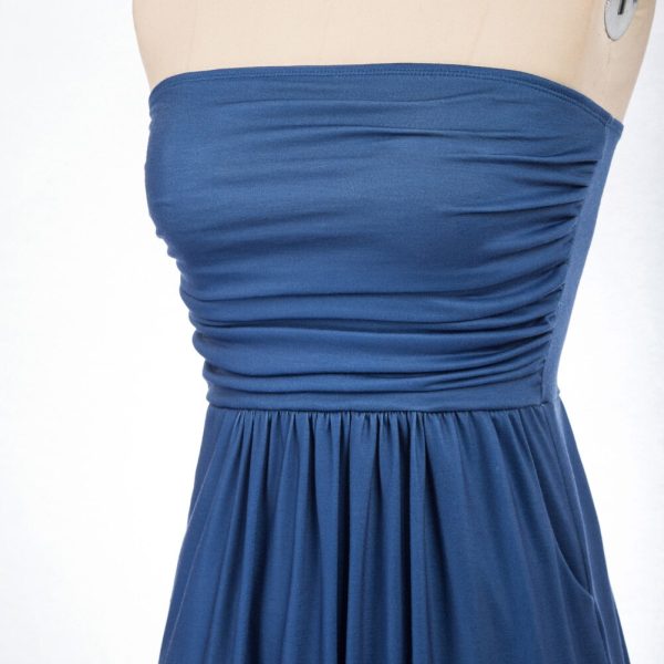 Strapless Ruched Dress - Solid A-Line Maxi for Beach & Party - Image 4