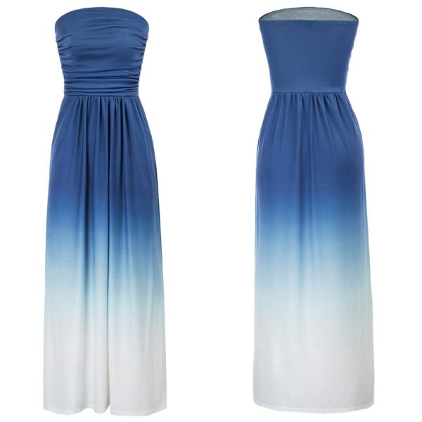 Strapless Ruched Dress - Solid A-Line Maxi for Beach & Party - Image 3